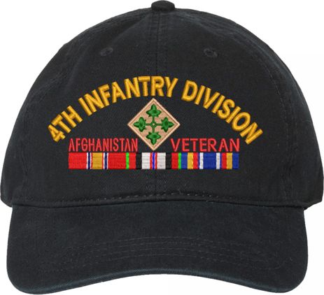 4th Infantry Division Afghanistan Veteran with Ribbons Unstructured Dad Cap