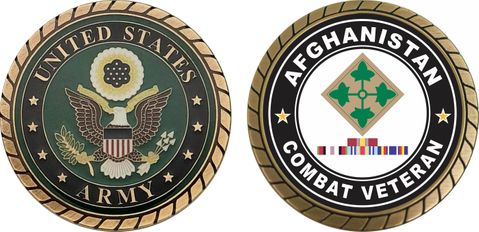 4th Infantry Division Afghanistan with GWOT Ribbons Combat Veteran Challenge Coin