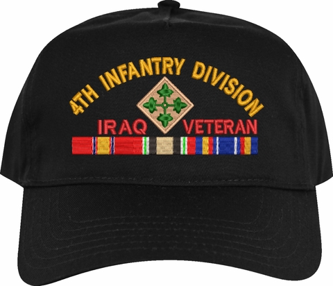 4th Infantry Division Iraq Veteran Embroidered Cap with Ribbons
