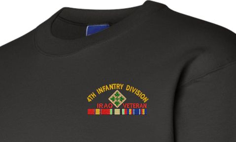 4th Infantry Division Iraq Veteran with Ribbons Embroidered Sweatshirt