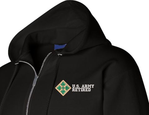 4th Infantry Division Retired Zippered Hoodie