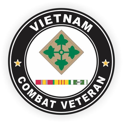 4th Infantry Division Vietnam Combat Veteran with Ribbons Decal