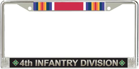 4th Infantry Division WW2 Veteran Service Ribbon License Plate Frame