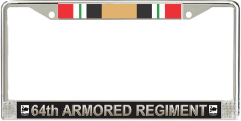 64th Armored Regiment Iraq Veteran License Plate Frame