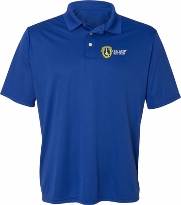 7th Cavalry Retired Royal Blue Moisture Wicking Polo X-Large
