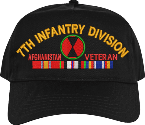 7th Infantry Division Afghanistan Veteran Embroidered Cap with Ribbons