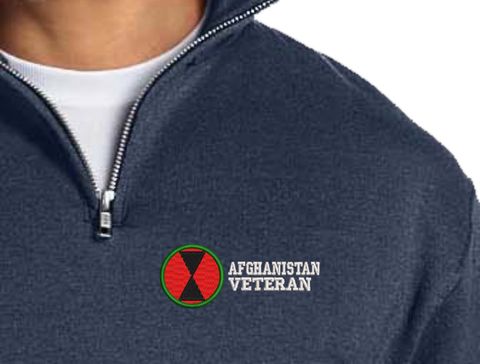 7th Infantry Division Afghanistan Veteran Embroidered Quarter-Zip Pullover