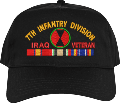 7th Infantry Division Iraq Veteran Embroidered Cap with Ribbons