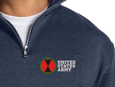 7th Infantry Division United States Army Embroidered Quarter-Zip Pullover
