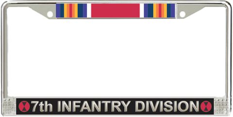 7th Infantry Division WW2 Veteran Service Ribbon License Plate Frame
