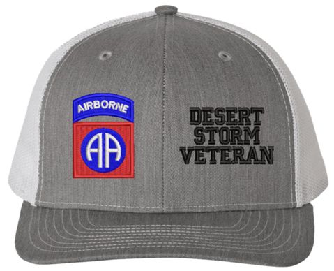 82nd Airborne Desert Storm Veteran Heather Grey Front/White Mesh-Back Cap