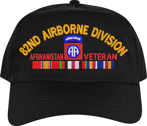 82nd Airborne Division Afghanistan Veteran Embroidered Cap with Ribbons