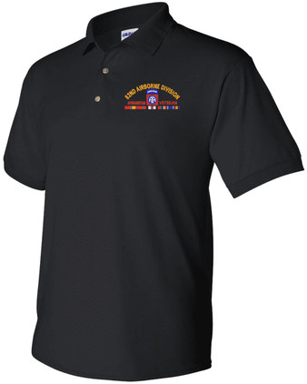 82nd Airborne Division Afghanistan Veteran with Ribbons Embroidered Polo