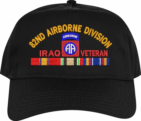 82nd Airborne Division Iraq Veteran Embroidered Cap with Ribbons