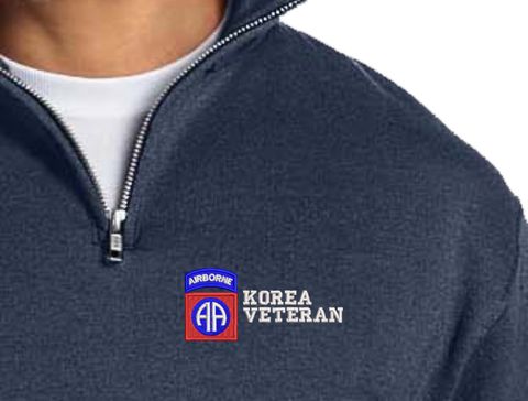 82nd Airborne Division Korea Veteran Embroidered Quarter-Zip Pullover