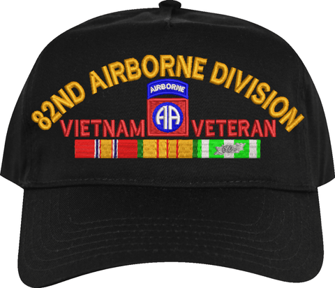 82nd Airborne Division Vietnam Veteran Embroidered Cap with Ribbons