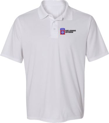 82nd Airborne Division White Moisture Wicking Polo Medium