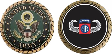 U.S. Army 82nd Airborne Jump Wings Challenge Coin