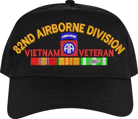 82nd Airborne Vietnam Veteran Black High-Profile Cap (Imported)