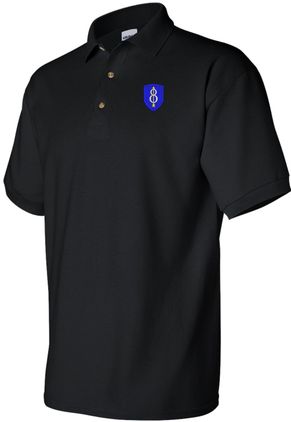 8th Infantry Division Black 100% Cotton Polo Medium