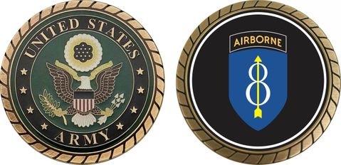 U.S. Army 8th Infantry Division with Airborne Tab Challenge Coin