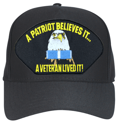 'A Patriot Believes It ... A Veteran Lived It' with Korea Ribbon Ball Cap