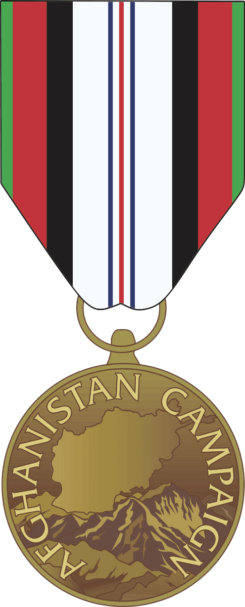 Afghanistan Campaign Ribbon Decal - 4 Inch Color Sticker With Never Forget Metallic Bonus