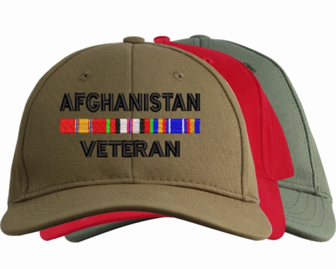 Afghanistan Veteran War Conflict 3-Ribbon Stack Made In USA Cap