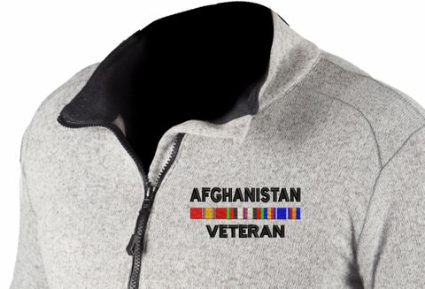 Afghanistan Veteran with Service Ribbons Knit HEATR Long Sleeve Full Zip