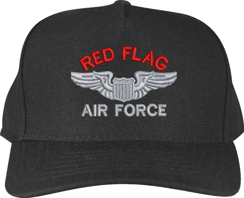 Air Force Red Flag with Wings Custom Embroidered Cap