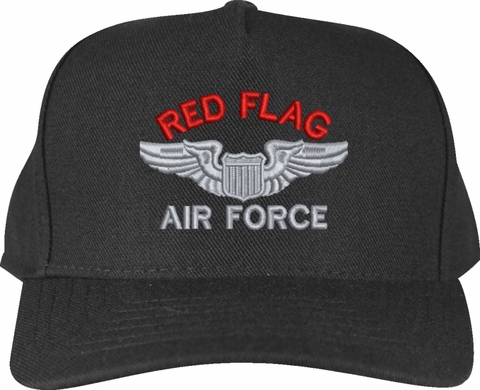 Air Force Red Flag with Wings Custom Embroidered Cap