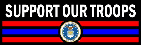 AIR FORCE SUPPORT OUR TROOPS VINYL TRANSFER BUMPER STICKER