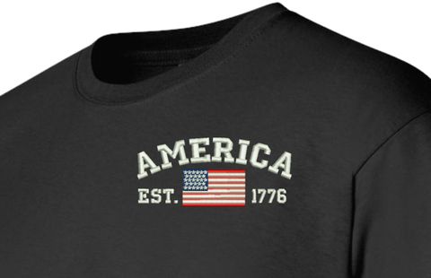 America Est 1776 Embroidered T-Shirt