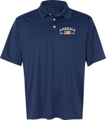 America Est 1776 Navy Blue Moisture Wicking Polo 3X-Large
