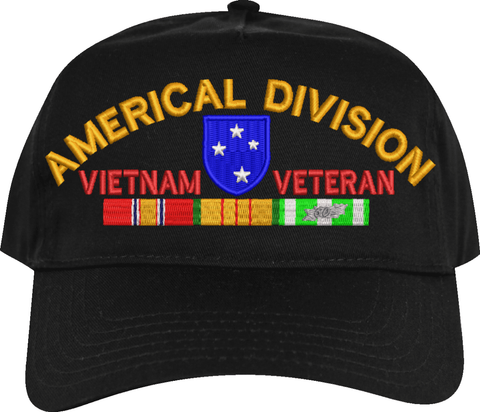 Americal Division Vietnam Veteran Embroidered Cap with Ribbons