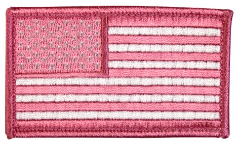 American Flag 2 x 3 Inch Pink Hook and Loop Patch