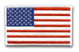AMERICAN FLAG 3&frac12;" ( WHITE BORDER ) WITH HOOK & LOOP SHOULDER PATCH