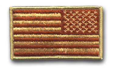 AMERICAN FLAG, DESERT TAN, REVERSE FIELD 3 3/8" x 2" SHOULDER PATCH