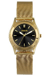 Aquaforce Elegant Ladies' Watch- Black with Gold Metal Strap
