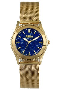 Aquaforce Elegant Ladies' Watch- Blue with Gold Metal Strap