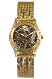 Aquaforce Elegant Ladies' Watch- Brown with Gold Metal Strap