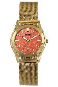 Aquaforce Elegant Ladies' Watch- Dark Pink with Gold Metal Strap