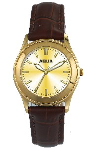 Aquaforce Elegant Ladies' Watch-Gold with Brown Band