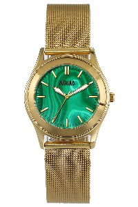 Aquaforce Elegant Ladies' Watch- Green with Gold Metal Strap
