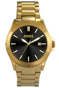 Aquaforce Elegant Men's Watch - Black with Gold Band