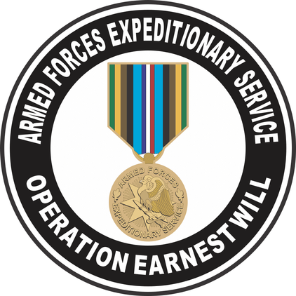 Armed Forces Expeditionary Medal Operation Earnest Will Decal
