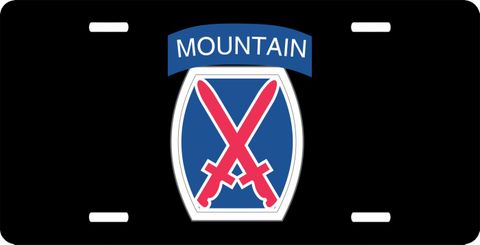 Army 10th Mountain Division  License Plate