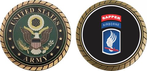 Army 173rd Airborne Brigade with Sapper Tab Challenge Coin