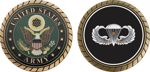 Army Basic 3 Combat Jump Wings Challenge Coin