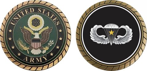 Army Basic Parachutist 5 Combat Jump Wings Challenge Coin